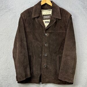 Oakwood Mens Medium Jacket Coat Brown Suede Leather Quilted Lined Thinsulate
